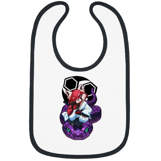 Panda Pet Cute Chibi Red Panda Ronin Snake Charmer Anime Lover Bibs