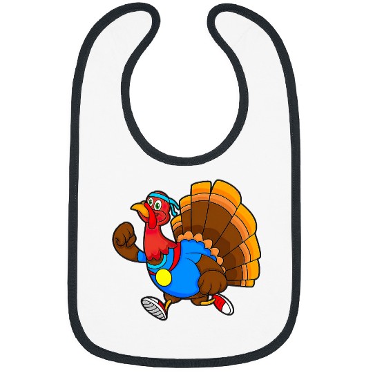 Funny Turkey Running Turkey Trot Thanksgiving Bibs