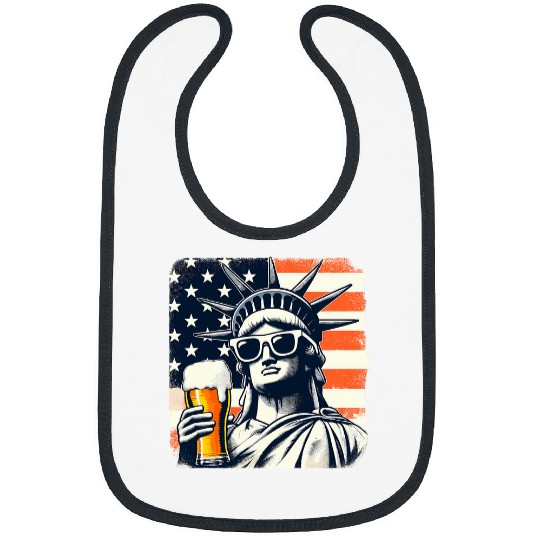 Beer Fun USA Statue of Liberty 4th of July Party Beer Funny Patriotic Bibs