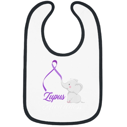 Elephant Pet Purple Ribbon Lupus Warrior Cute Lupus Awareness Bibs