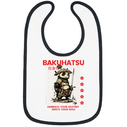 Panda Pet Anime Geek Samurai Panda in Japanese Armor Attire Bibs