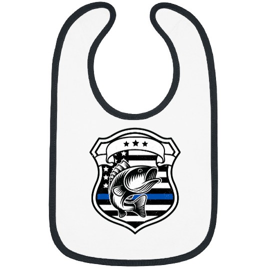 Love Fishing Rod Cop Blue Line Police Cool Law Enforcement Bibs