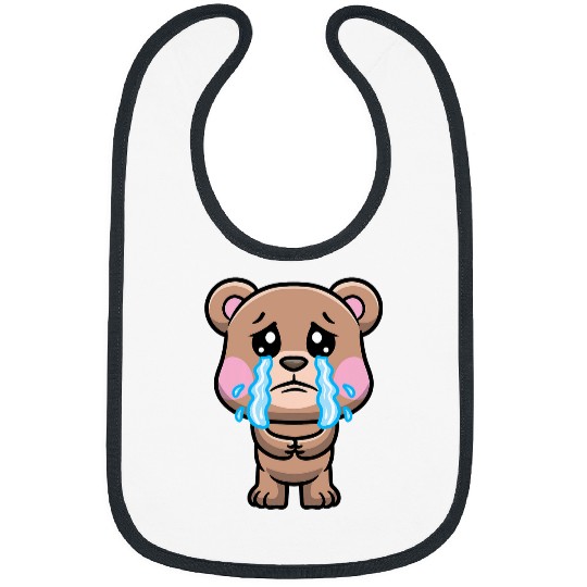 Bear Pet Brown Bear Kawaii Grizzly Aesthetic Sad Crying Emoticon Kids Bibs
