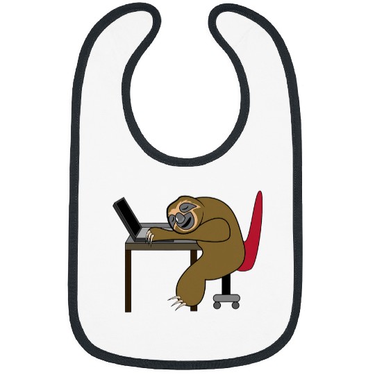 Discover Sloth Pet Funny Laptop Sloth homes Office Humour Internet Job WFH 2 Bibs