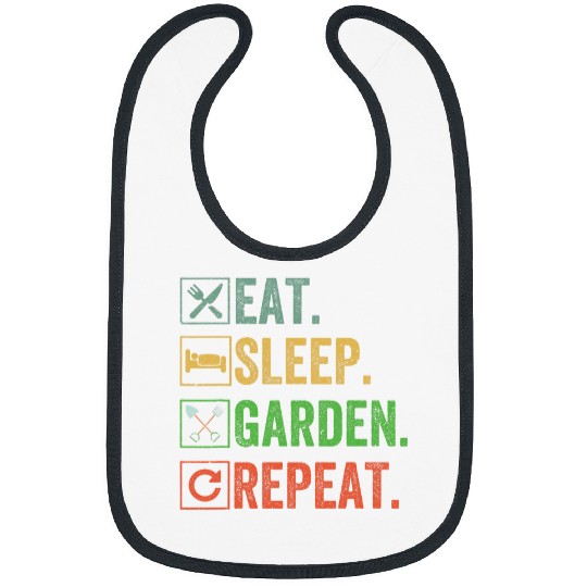 Discover Eat Sleep Garden Repeat Funny Gardening s for Gardeners Bibs