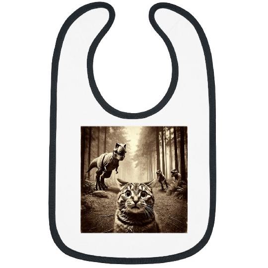 Funny Last Selfie Of Cat Before TRexs Attack Hilarious Cat Bibs
