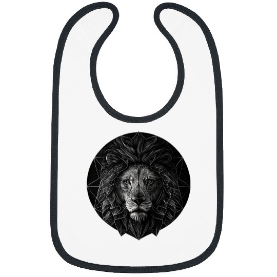 Lion Pet Motif Geometric Animal Print Polygon Lion Bibs