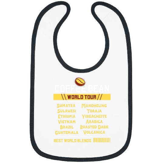 Coffee Fun BEAN WORLD TOUR Brazil Guatemala Sumatra Ethiopia Bibs