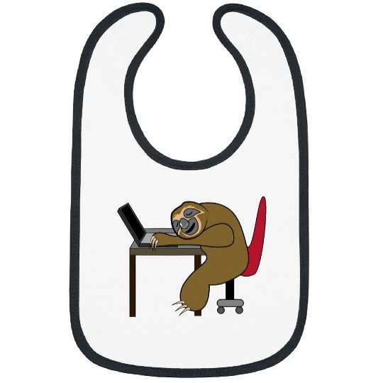 Discover Sloth Pet Funny Laptop Sloth homes Office Humour Internet Job WFH Bibs