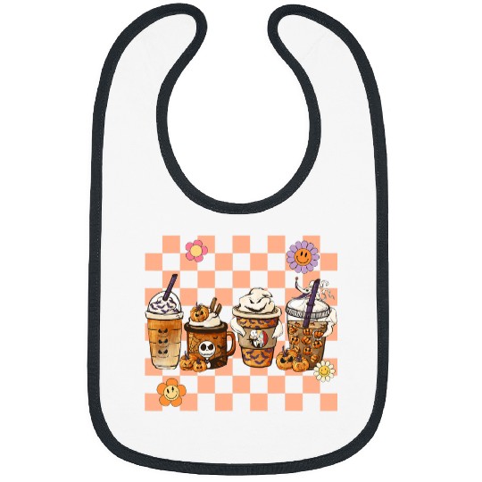 Coffee Fun Groovy Hippie Horror Fall Movie Coffee Pumpkin Spice Autumn Bibs