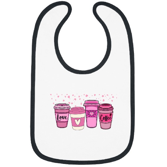 Coffee Fun Pink Hearts Galentines day Valentines day Bibs