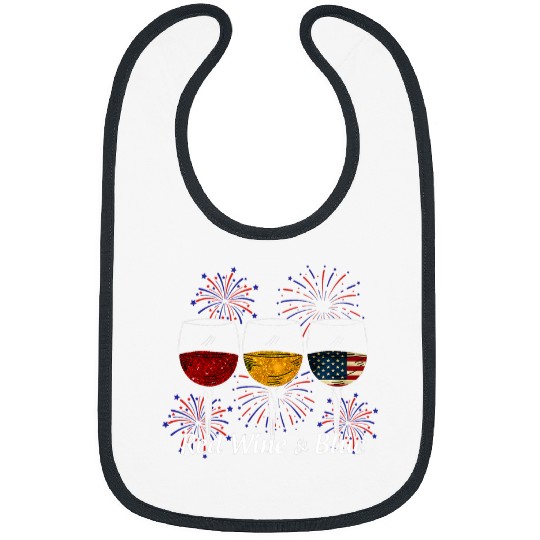 Wines Fun Red Wines Blue 4th of July Red White Blue Wines Glasses 3 Bibs