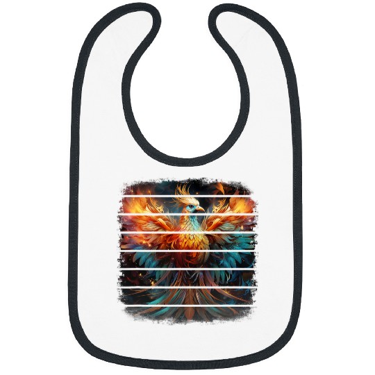 Retro rainbow anime phoenix Fires bird flying Fenix rebirth Bibs