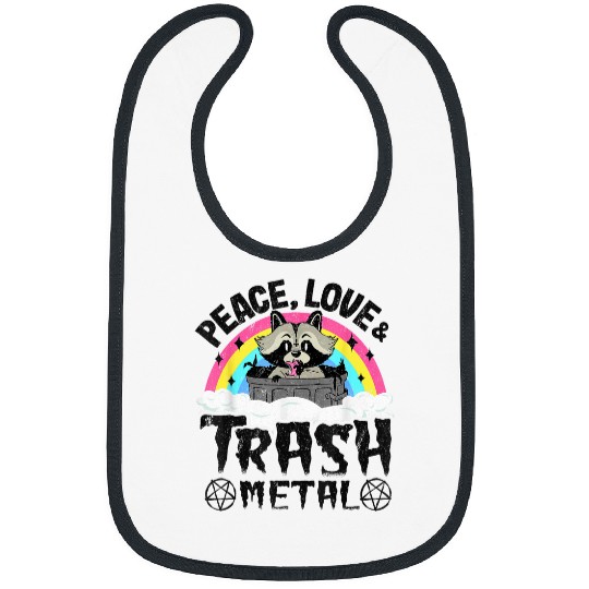 Raccoon Pet Peace Love Trash Metal Raccoon Kids Punk Metal Rainbow Bibs