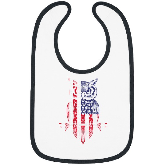 Owl Pet American Flag USA Stars And Stripes Ornithologist Bird Bibs