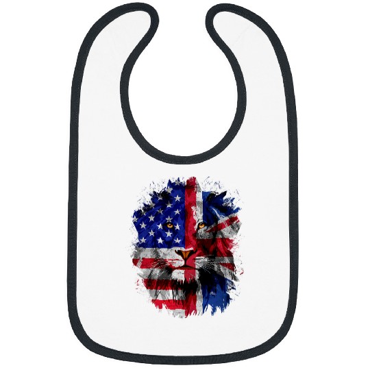 Lion Pet vintages British American Flag Lion Union Jack USA Flag Bibs
