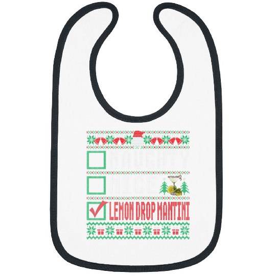 Wines Fun Naughty Nice Lemon Drop Mantini Christmas List Cocktail Xmas Bibs