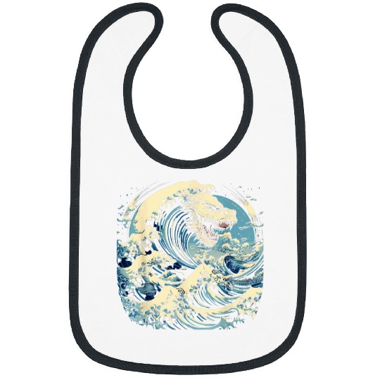 Dragon Pet The Great Wave off Kanagawa Japanese vintages Kaiju Dragon Bibs