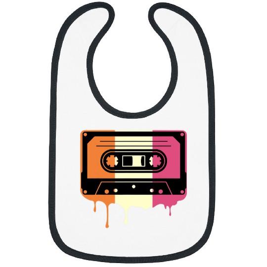 Retro 80s Cassette Neapolitan Ice Cream Melting Cassette Bibs