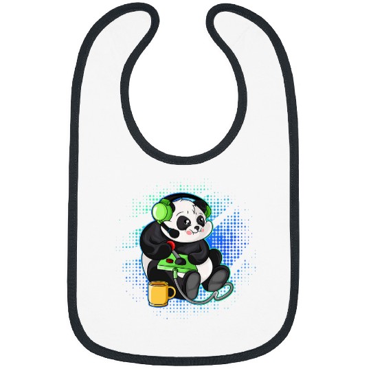 Panda Pet Cute Gaming Panda Video Game Gamer Bibs