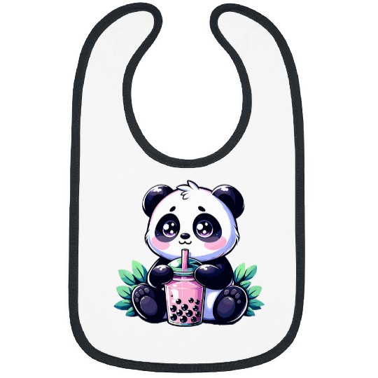 Panda Pet Kawaii Cute Anime Panda Drinking Bubble Boba Tea Panda Bibs