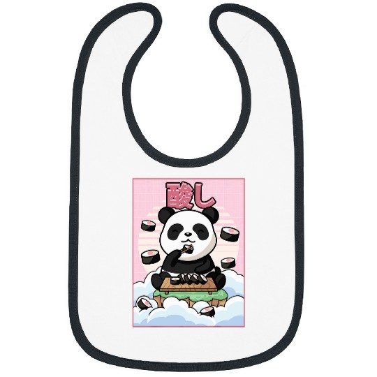 Panda Pet Cute Kawaii Panda Bear Sushi Japanese Aesthetic Bibs