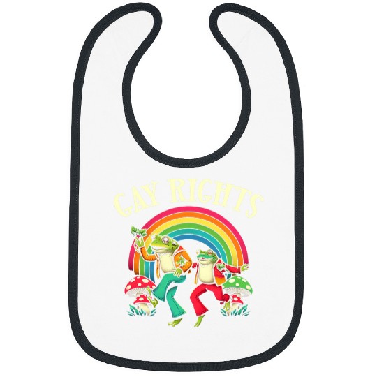Rainbow Retro Say Gay Frog Toad Human Rights LGBT Equality Bibs