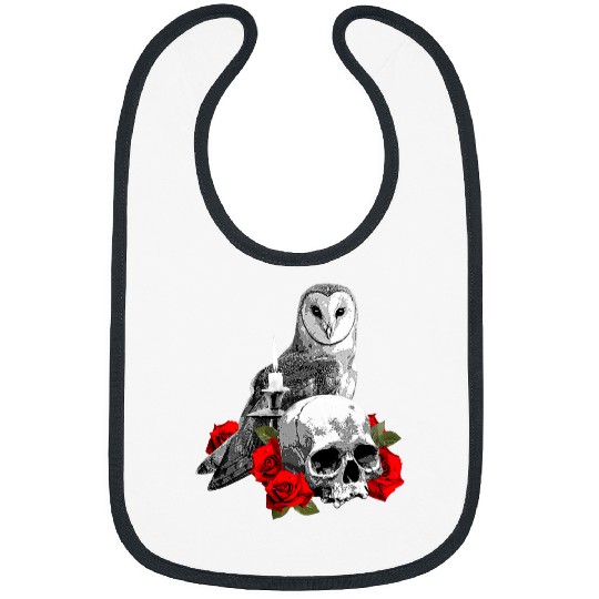 Owl Pet Skull Roses Owl and Candle Bibs