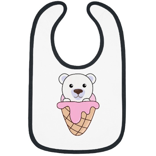 Bear Pet Polar Bear Bear Strawberry Ice Cream Waffle Kawaii Bibs