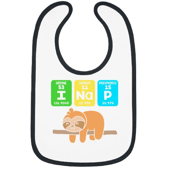 Sloth Pet Funny Periodic Table I Nap Periodically Sloth Bibs