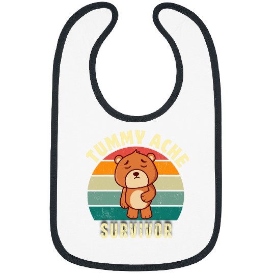 Bear Pet grizzly bear Tummy Ache Survivor Funny Stomach Ache Mens Bibs