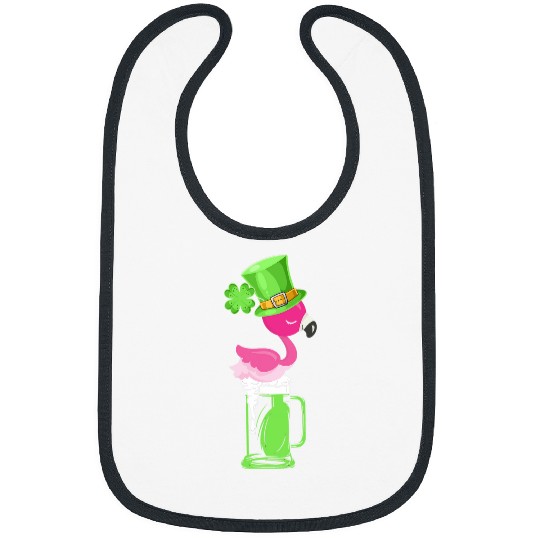 Beer Fun Pink Flamingo Irish Green Beer Shamrock Bibs