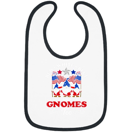 Red White Blue Gnomes Too 4th of July USA Flag Patriotic Bibs