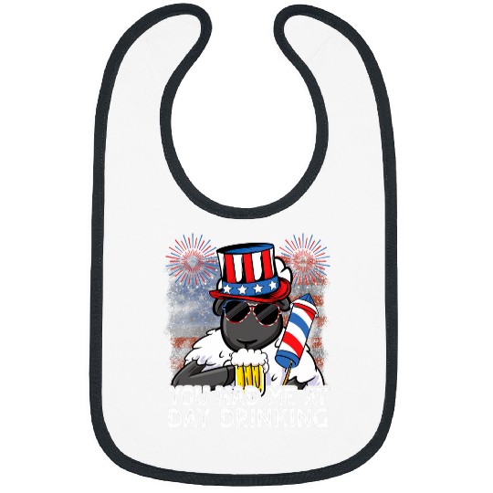 Beer Fun You Had Me At Day Drinking Beer Funny 4th of July USA Sheep Bibs