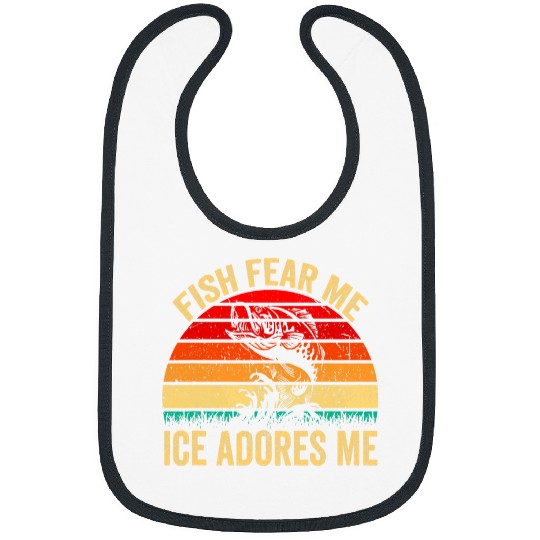 Fish Fear Me Ice Adores Me vintages Funny Bass Fishing Bibs