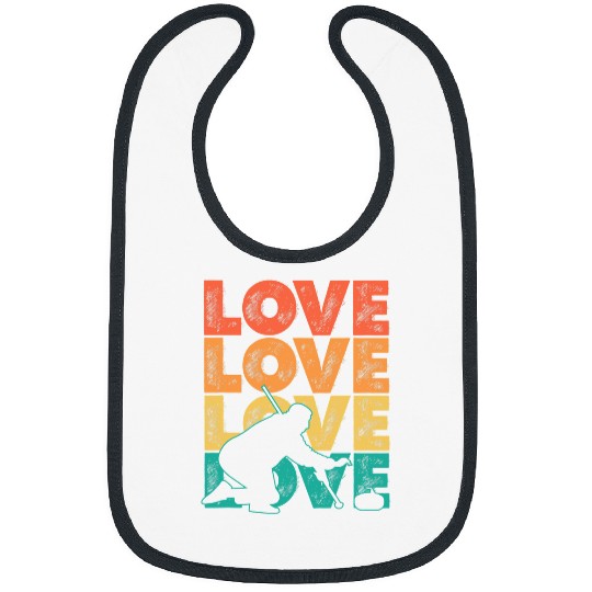 Retro Curling Stone Love Word Theme Graphic Design Bibs