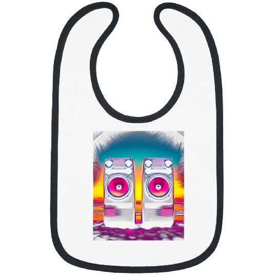 Retro Vaporwave Stereo Speakers Cool 80s Synthwave 1 Bibs