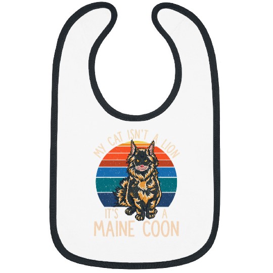 Lion Pet My Cat Isnt A Lion Its a Maine Coon Retro Sunset Cat Lover Bibs