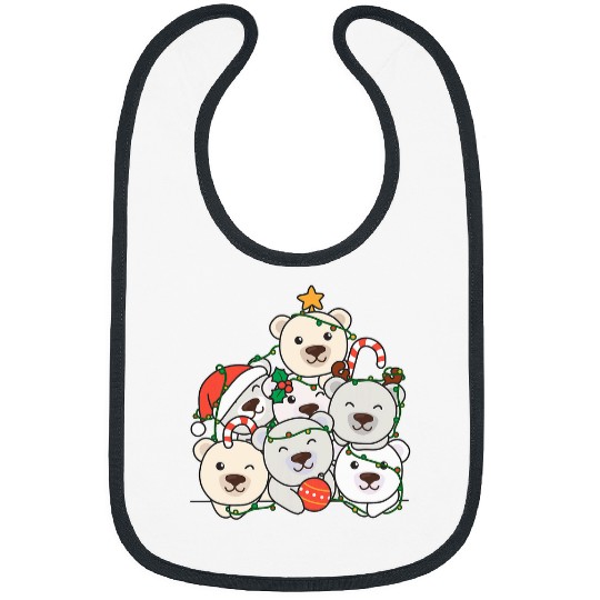 Bear Pet Polar Bear Christmas Tree Funny Animal Xmas Bibs