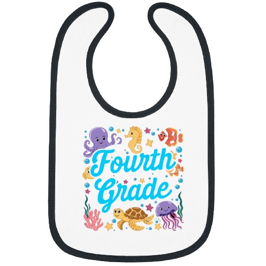 Turtle Pet Fourth Grade Under The Sea Underwater Turtle Fish School Bibs