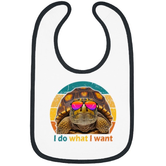 Turtle Pet Funny Retro 70s 80s Box Turtle i do what i want Turtle men Bibs