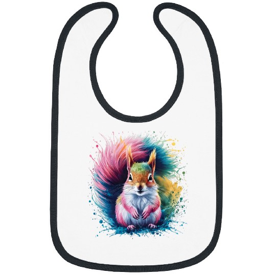 Squirrel Pet Men Women Colourful Watercolour Squirrel Bibs