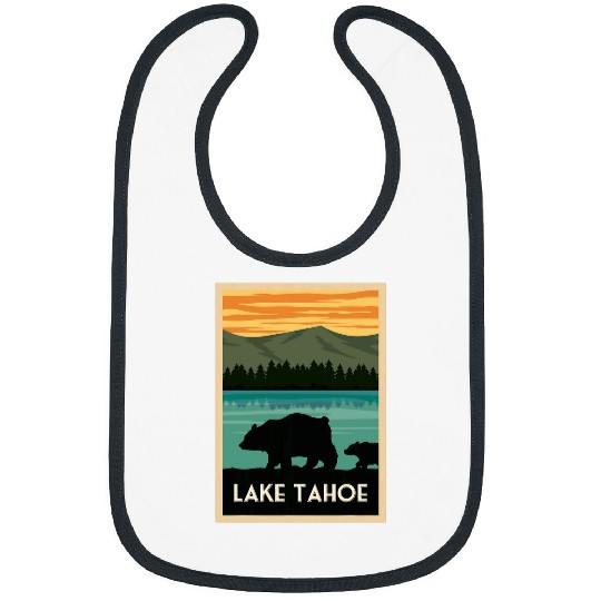 Bear Pet Retro Lake Tahoe californias Outdoor Bear Silhouette Gifts Bibs