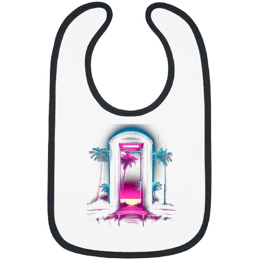 Retro Vaporwave Phone Booth Cool 80s Synthwave 12 Bibs