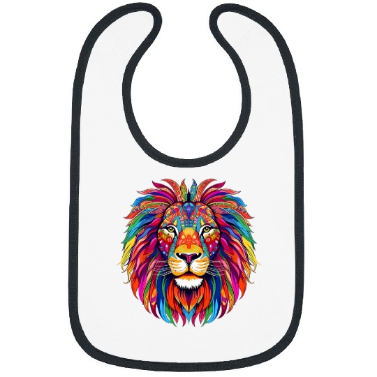 Lion Pet Animal Lover Colourful Mandala Art 6 Bibs