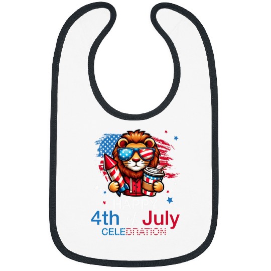 Lion Pet Red White And Blue Happy 4th Of July Day Celebration 8 Bibs