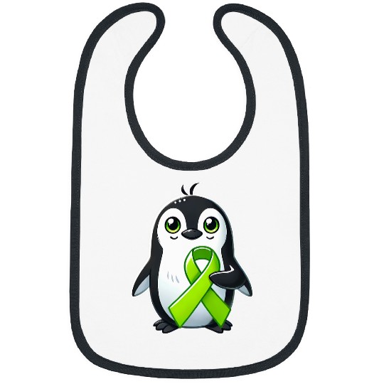 Penguin Pet Lime Green Ribbon Penguin Ribbon Lyme Disease Awareness Bibs