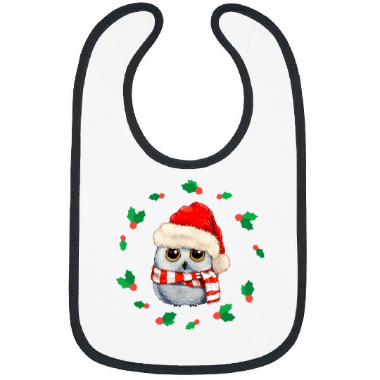 Owl Pet With Scarf Christmas Wreath Animal Lover Bibs