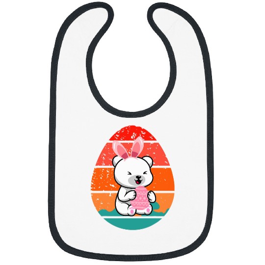 Bear Pet Polar Bear Bunny Happy Easter Eggs Retro Men Women Kids Bibs