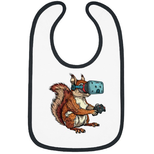 Squirrel Pet Gaming Animals Squirrel Playing Console Video Games Bibs
